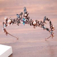 Bridal Hair Band, Zinc Alloy, with ABS Plastic Pearl & Crystal, Flower, antique copper color plated, for woman & faceted & with rhinestone, lead & cadmium free 