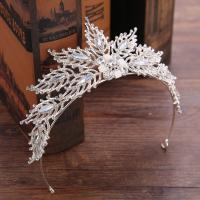 Bridal Hair Band, Zinc Alloy, with Crystal, Flower, platinum color plated, for woman & faceted & with rhinestone, lead & cadmium free, 50mm 