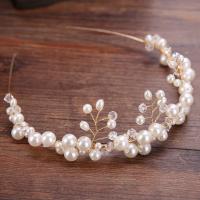 Bridal Hair Band, Zinc Alloy, with ABS Plastic Pearl & Crystal, gold color plated, for woman & faceted, lead & cadmium free 