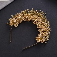 Bridal Hair Band, Zinc Alloy, with ABS Plastic Pearl & Crystal, plated, for woman & faceted lead & cadmium free, 80mm 