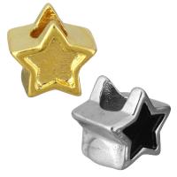 Edelstahl European Perlen, Stern, plattiert, ohne troll, keine, 12x11.5x9mm, Bohrung:ca. 5mm, verkauft von PC