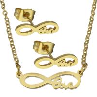 Fashion Stainless Steel Jewelry Sets, earring & necklace, Infinity, gold color plated, oval chain & for woman 1.5mm Approx 17 Inch 