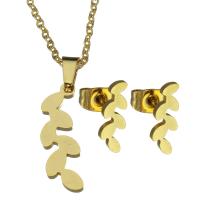 Fashion Stainless Steel Jewelry Sets, earring & necklace, gold color plated, oval chain & for woman 1.5mm Approx 18 Inch 