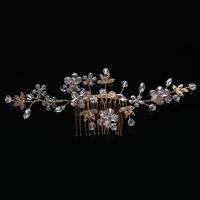 Braut Dekoratives Haarkämmchen, Zinklegierung, mit Kristall, Blume, silberfarben plattiert, für Braut & facettierte & mit Strass, frei von Blei & Kadmium, 100mm, verkauft von PC