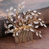 Bridal Decorative Hair Comb, Zinc Alloy, with Crystal, Flower, plated, for bridal & faceted lead & cadmium free, 100mm 