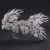 Bridal Decorative Hair Comb, Zinc Alloy, Flower, silver color plated, for bridal & with rhinestone, lead & cadmium free, 150mm 