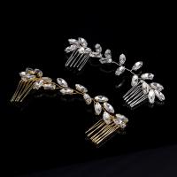 Bridal Decorative Hair Comb, Zinc Alloy, with Crystal, Flower, plated, for bridal & faceted lead & cadmium free, 130mm 