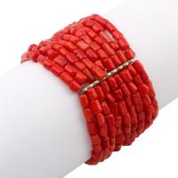 Natürliche Koralle Armband, mit Zinklegierung, für Frau, rot, 4.5x6mm, Länge:ca. 7.5 ZollInch, verkauft von Strang