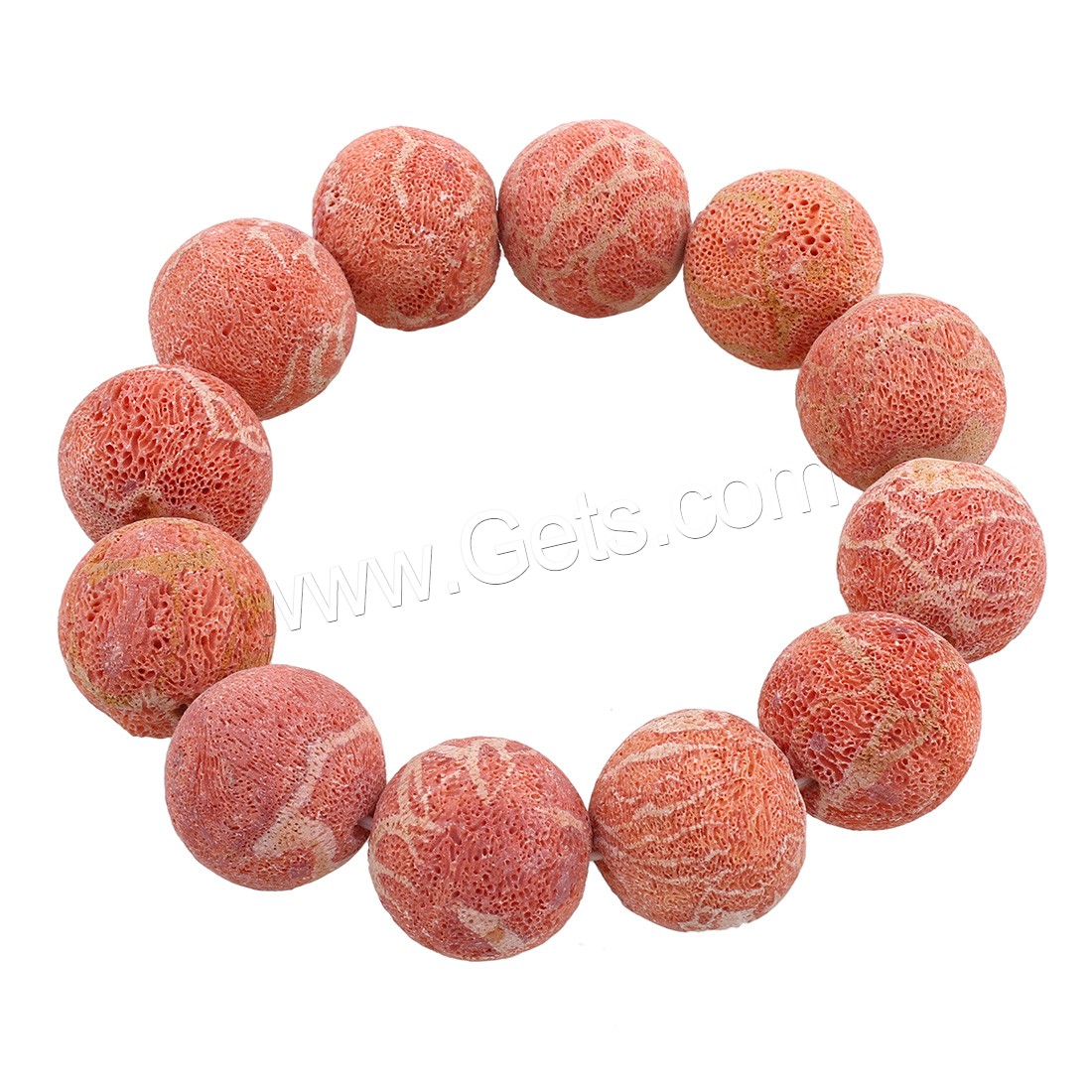 Natural Coral Bracelets, Round, Unisex & different size for choice, red, Length:Approx 7.5 Inch, Sold By Strand