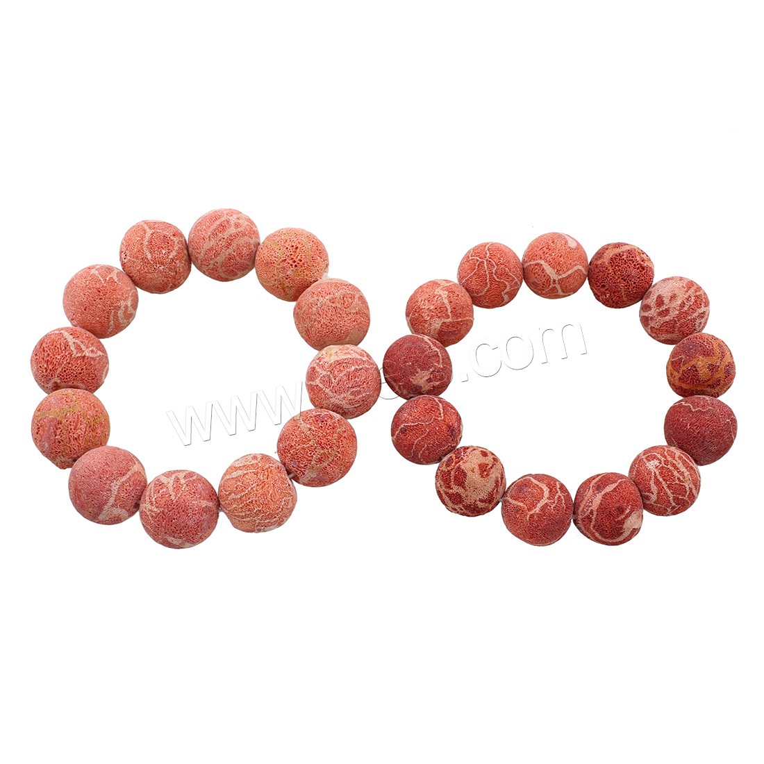 Natural Coral Bracelets, Round, Unisex & different size for choice, red, Length:Approx 7.5 Inch, Sold By Strand