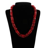 Natural Coral Necklace, brass spring ring clasp, for woman, red Approx 19.5 Inch 