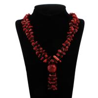 Natural Coral Necklace, with Glass Seed Beads, for woman, red Approx 22 Inch 