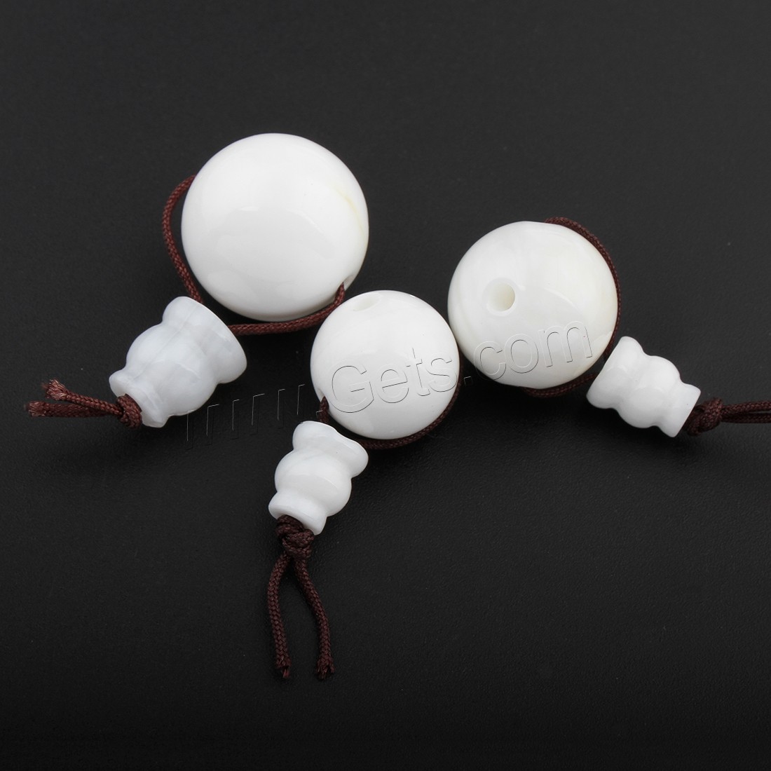 3 Holes Guru Beads, Natural Coral, different size for choice, white, Sold By Set