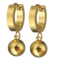 Stainless Steel Huggie Hoop Drop Earring, Round, gold color plated, for woman, 27mm 