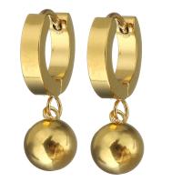 acier inoxydable Boucles d'oreilles pendantes Hoop Huggie, Rond, Placage de couleur d'or, pour femme, 27mm Vendu par lot