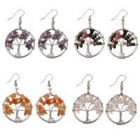 Gemstone Drop Earring, Brass, silver color plated & for woman 52.5mm 