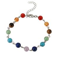 Brass Bracelet, with Gemstone, with 2Inch extender chain, silver color plated, for woman Approx 8 Inch 