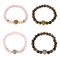 Gemstone Bracelet, with Brass, Lion, plated & for woman 8mm Approx 8 Inch 
