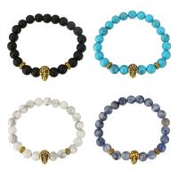 Gemstone Bracelet, with Brass, Skull, gold color plated & for woman 8mm Approx 8 Inch 