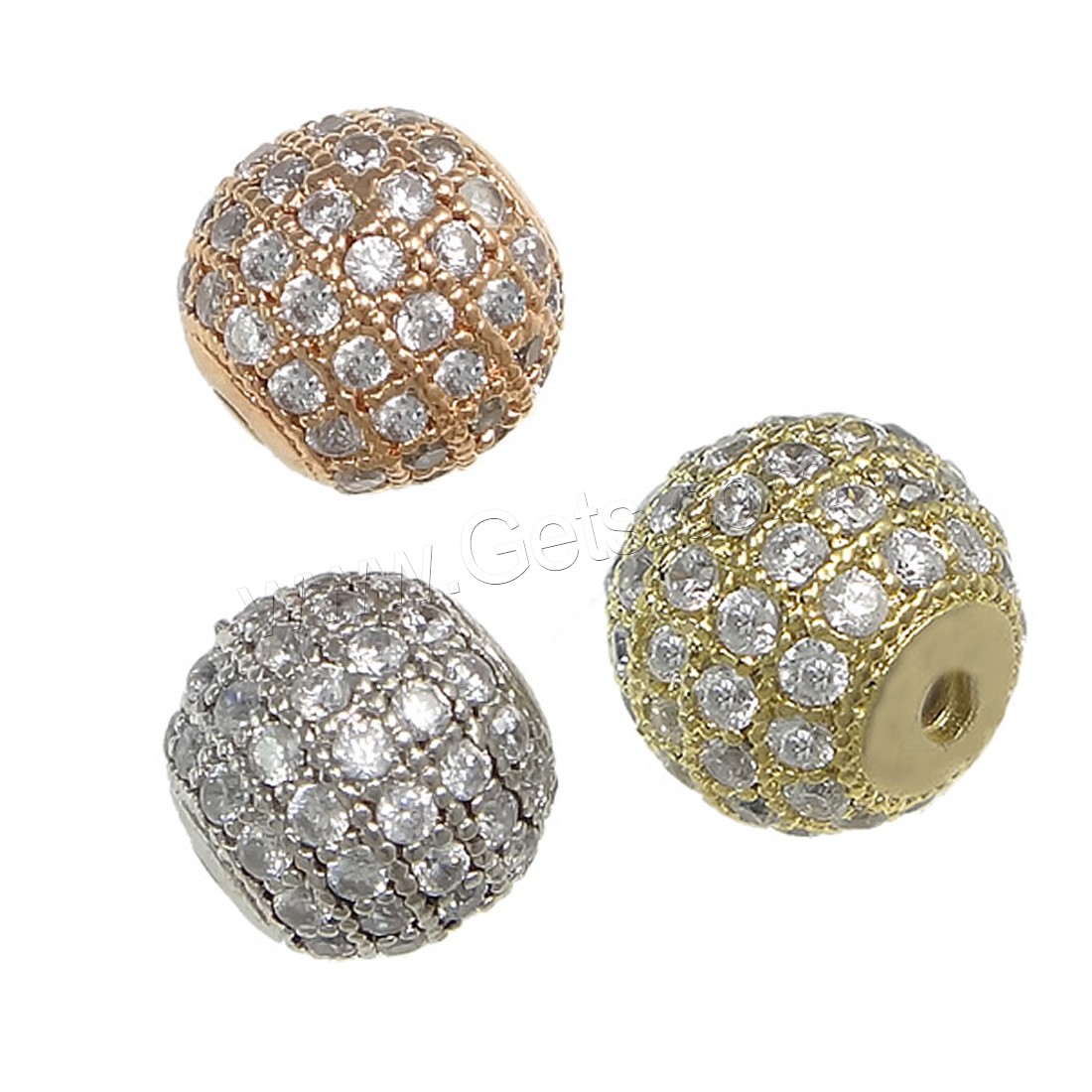 Cubic Zirconia Micro Pave Brass Beads, Drum, plated, different size for choice & micro pave cubic zirconia, more colors for choice, Hole:Approx 2mm, Sold By PC
