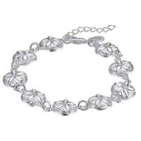 Brass Bracelets, with 5cm extender chain, Flower, real silver plated, for woman, lead & cadmium free, 11mm Approx 8 Inch 