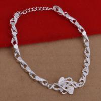 Brass Bracelets, with 5cm extender chain, real silver plated, for woman, lead & cadmium free, 200mm Approx 8 Inch 