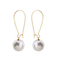 Boucle d'oreille en alliage de zinc en plastique perle, avec Plastique ABS perle, fer crochet boucle d’oreille de rein, Rond, perle d'imitation & pour femme, sans plomb et cadmium Vendu par paire