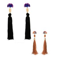 Fashion Tassel Earring, Zinc Alloy, with Nylon Cord & Resin, gold color plated, for woman lead & cadmium free 