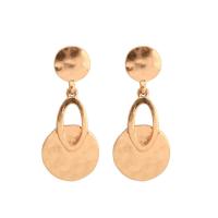 Zinc Alloy Drop Earring, 316L stainless steel post pin, Flat Round, gold color plated, for woman, lead & cadmium free 