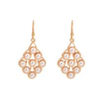 Plastic Pearl Zinc Alloy Earring, with ABS Plastic Pearl, iron earring hook, gold color plated, for woman, lead & cadmium free, 50mm 