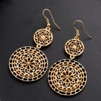 Zinc Alloy Drop Earring, with Nylon Cord, iron earring hook, gold color plated, for woman lead & cadmium free 