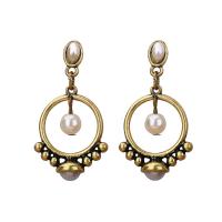 Plastic Pearl Zinc Alloy Earring, with ABS Plastic Pearl, stainless steel post pin, gold color plated, imitation pearl & for woman, lead & cadmium free 