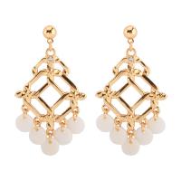 Resin Zinc Alloy Earring, with Resin, stainless steel post pin, Tassel, gold color plated, for woman & with rhinestone, lead & cadmium free 