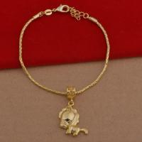 Brass Bracelets, with 5cm extender chain, Lion, plated, cobra chain & for woman lead & cadmium free Approx 7.5 Inch 