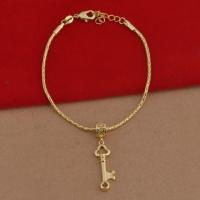 Brass Bracelets, with 5cm extender chain, Key, plated, cobra chain & for woman lead & cadmium free Approx 7.5 Inch 