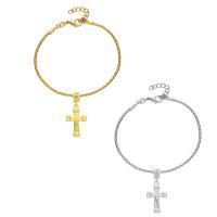 Brass Bracelets, with 5cm extender chain, Cross, plated, cobra chain & for woman lead & cadmium free Approx 7.5 Inch 