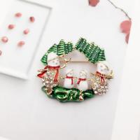 Zinc Alloy Brooch, Snowman, gold color plated, Unisex & Christmas jewelry & enamel & with rhinestone 