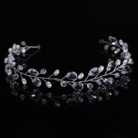 Bridal Hair Band, Zinc Alloy, with ABS Plastic Pearl & Crystal, platinum color plated, for woman & faceted, lead & cadmium free, 50mm 