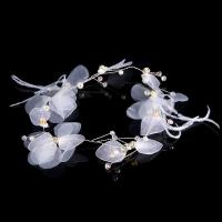 Bridal Hair Band, Zinc Alloy, with ABS Plastic Pearl & Crystal, Flower, platinum color plated, for woman & faceted & with rhinestone, lead & cadmium free 