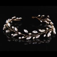 Bridal Hair Band, Zinc Alloy, with ABS Plastic Pearl & Crystal, Flower, gold color plated, for woman & faceted, lead & cadmium free 