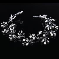 Bridal Hair Band, Zinc Alloy, with ABS Plastic Pearl, Flower, platinum color plated, for woman, lead & cadmium free 