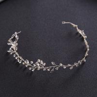 Bridal Hair Band, Zinc Alloy, with Crystal, Flower, platinum color plated, for woman & faceted, lead & cadmium free, 50mm 