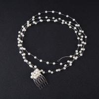 Bridal Hair Band, Zinc Alloy, with ABS Plastic Pearl, platinum color plated, for woman, lead & cadmium free 