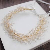 Bridal Hair Band, Zinc Alloy, with Crystal, Flower, gold color plated, for woman & faceted, lead & cadmium free, 50mm 