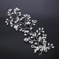 Bridal Hair Band, Zinc Alloy, with ABS Plastic Pearl, Flower, platinum color plated, for woman, lead & cadmium free, 50mm 
