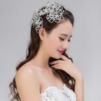 Bridal Hair Band, Zinc Alloy, with Crystal, Flower, platinum color plated, for woman & faceted, lead & cadmium free, 50mm 