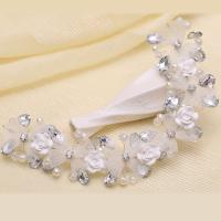 Bridal Hair Band, Zinc Alloy, with ABS Plastic Pearl & Gauze & Crystal & Resin, Flower, platinum color plated, for woman & faceted & with rhinestone, lead & cadmium free, 50mm 