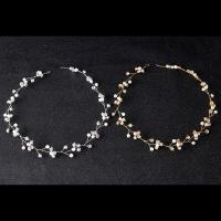 Bridal Hair Band, Zinc Alloy, with ABS Plastic Pearl & Crystal, Flower, plated, for woman & faceted lead & cadmium free, 480mm 