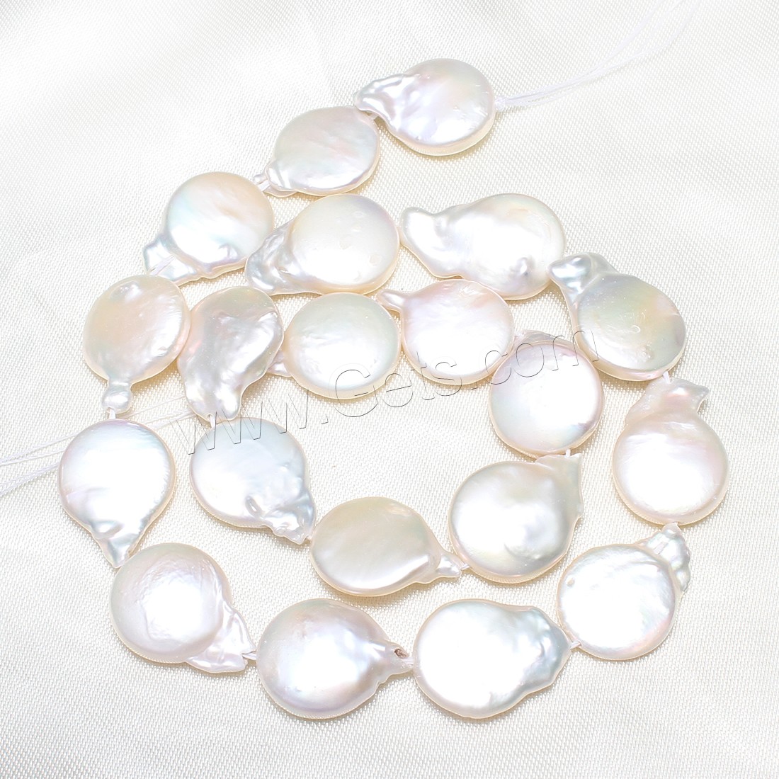 Baroque Cultured Freshwater Pearl Beads, Flat Round, natural, different size for choice, white, Hole:Approx 0.8mm, Sold By KG