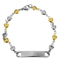 Stainless Steel Bracelet, Heart, plated, for woman Approx 7 Inch 